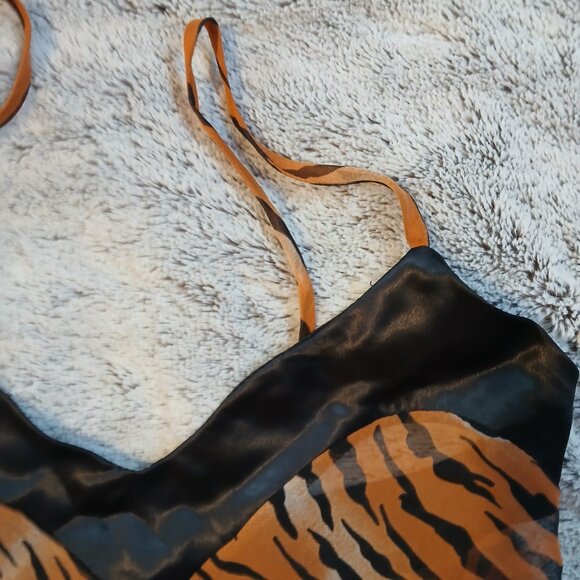 Fantasy Lingerie Vintage Women's Tiger Print Babydoll Top SZ M GUC - Picture 3 of 8